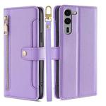 For Fujitsu Arrows We2 Plus Sheep Texture Cross-body Zipper Wallet Leather Phone Case(Purple)