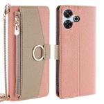 For Redmi 13 4G Crossbody Litchi Texture Leather Phone Case(Pink)