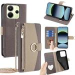 For Redmi Note 14 4G 163.25mm Crossbody Litchi Texture Leather Phone Case(Grey)