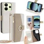 For Redmi Note 14 4G 163.25mm Crossbody Litchi Texture Leather Phone Case(White)