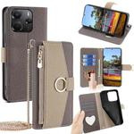 For Redmi Note 14 4G 164.84mm Crossbody Litchi Texture Leather Phone Case(Grey)