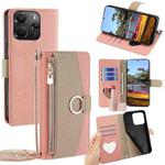 For Redmi Note 14 4G 164.84mm Crossbody Litchi Texture Leather Phone Case(Pink)