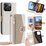 For Redmi Note 14 4G 164.84mm Crossbody Litchi Texture Leather Phone Case(White)