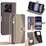 For Redmi Note 14S 4G Crossbody Litchi Texture Leather Phone Case(Grey)