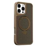 For iPhone 16 Pro Max Carbon Fiber Texture 360 MagSafe Holder Phone Case(Desert Gold)