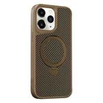 For iPhone 11 Pro Carbon Fiber Texture 360 MagSafe Holder Phone Case(Desert Gold)