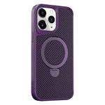 For iPhone 11 Pro Carbon Fiber Texture 360 MagSafe Holder Phone Case(Purple)