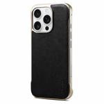 For iPhone 16 Pro Max Denior MagSafe Genuine Leather Calf Texture  Phone Case(Black)