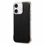 For iPhone 16 Denior MagSafe Genuine Leather Calf Texture  Phone Case(Black)