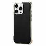 For iPhone 15 Pro Denior MagSafe Genuine Leather Calf Texture  Phone Case(Black)