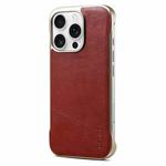 For iPhone 15 Pro Denior MagSafe Genuine Leather Calf Texture  Phone Case(Red)