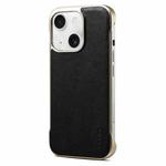 For iPhone 15 Denior MagSafe Genuine Leather Calf Texture  Phone Case(Black)