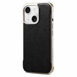 For iPhone 14 Plus Denior MagSafe Genuine Leather Calf Texture  Phone Case(Black)