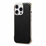 For iPhone 14 Pro Denior MagSafe Genuine Leather Calf Texture  Phone Case(Black)