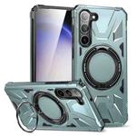 For Samsung Galaxy S25 5G MagSafe Magnetic Shockproof Phone Case with Ring Holder(Green)