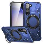 For Samsung Galaxy S25+ 5G MagSafe Magnetic Shockproof Phone Case with Ring Holder(Navy Blue)