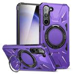 For Samsung Galaxy S25+ 5G MagSafe Magnetic Shockproof Phone Case with Ring Holder(Purple)