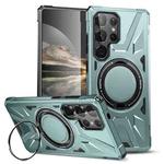 For Samsung Galaxy S25 Ultra 5G MagSafe Magnetic Shockproof Phone Case with Ring Holder(Green)