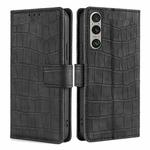 For Sony Xperia 1 VI Skin Feel Crocodile Magnetic Clasp Leather Phone Case(Black)