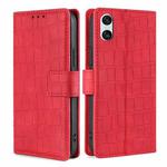 For Sony Xperia 10 VI Skin Feel Crocodile Magnetic Clasp Leather Phone Case(Red)