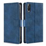 For Rakuten Hand 5G Skin Feel Crocodile Magnetic Clasp Leather Phone Case(Blue)