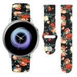 For Samsung Galaxy Active2 20mm Reverse Buckle Printed Silicone Watch Band(Red Rose)