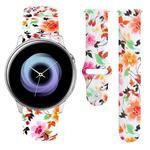 For Samsung Galaxy Active2 20mm Reverse Buckle Printed Silicone Watch Band(Birds And Flowers)