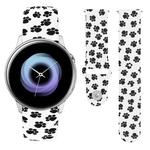 For Samsung Galaxy Active2 20mm Reverse Buckle Printed Silicone Watch Band(White Paw Print)