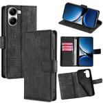 For Redmi Turbo 4 Skin Feel Crocodile Magnetic Clasp Leather Phone Case(Black)