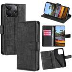 For Redmi Note 14 4G 164.84mm Skin Feel Crocodile Magnetic Clasp Leather Phone Case(Black)