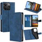 For Redmi Note 14 4G 164.84mm Skin Feel Crocodile Magnetic Clasp Leather Phone Case(Blue)