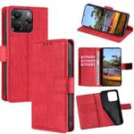 For Redmi Note 14 4G 164.84mm Skin Feel Crocodile Magnetic Clasp Leather Phone Case(Red)