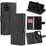 For Redmi A5 4G 171.7mm Skin Feel Crocodile Magnetic Clasp Leather Phone Case(Black)