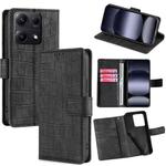 For Redmi Note 14S 4G Skin Feel Crocodile Magnetic Clasp Leather Phone Case(Black)