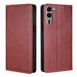 For Fujitsu Arrows We2 Plus Gloss Oil Solid Color Magnetic Leather Phone Case(Brown)