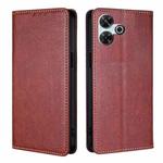 For Redmi 13 4G Gloss Oil Solid Color Magnetic Leather Phone Case(Brown)