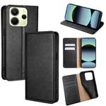 For Redmi Note 14 4G 163.25mm Gloss Oil Solid Color Magnetic Leather Phone Case(Black)