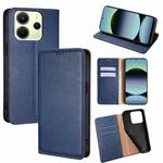 For Redmi Note 14 4G 163.25mm Gloss Oil Solid Color Magnetic Leather Phone Case(Blue)
