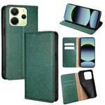 For Redmi Note 14 4G 163.25mm Gloss Oil Solid Color Magnetic Leather Phone Case(Green)