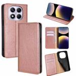 For Redmi Note 14 Pro 4G Gloss Oil Solid Color Magnetic Leather Phone Case(Rose Gold)
