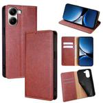 For Redmi Turbo 4 Gloss Oil Solid Color Magnetic Leather Phone Case(Brown)