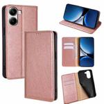 For Redmi Turbo 4 Gloss Oil Solid Color Magnetic Leather Phone Case(Rose Gold)