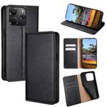 For Redmi Note 14 4G 164.84mm Gloss Oil Solid Color Magnetic Leather Phone Case(Black)