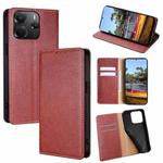 For Redmi Note 14 4G 164.84mm Gloss Oil Solid Color Magnetic Leather Phone Case(Brown)