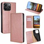 For Redmi Note 14 4G 164.84mm Gloss Oil Solid Color Magnetic Leather Phone Case(Rose Gold)