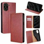 For Redmi A5 4G 171.7mm Gloss Oil Solid Color Magnetic Leather Phone Case(Brown)