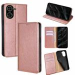 For Redmi A5 4G 171.7mm Gloss Oil Solid Color Magnetic Leather Phone Case(Rose Gold)
