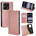 For Redmi Note 14S 4G Gloss Oil Solid Color Magnetic Leather Phone Case(Rose Gold)