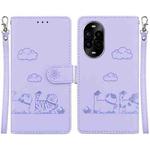 For Huawei nova 13 Pro Cute Cats RFID Leather Phone Case(Purple)