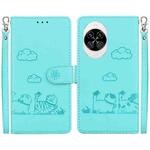 For Huawei nova 14 Cute Cats RFID Leather Phone Case(Green)